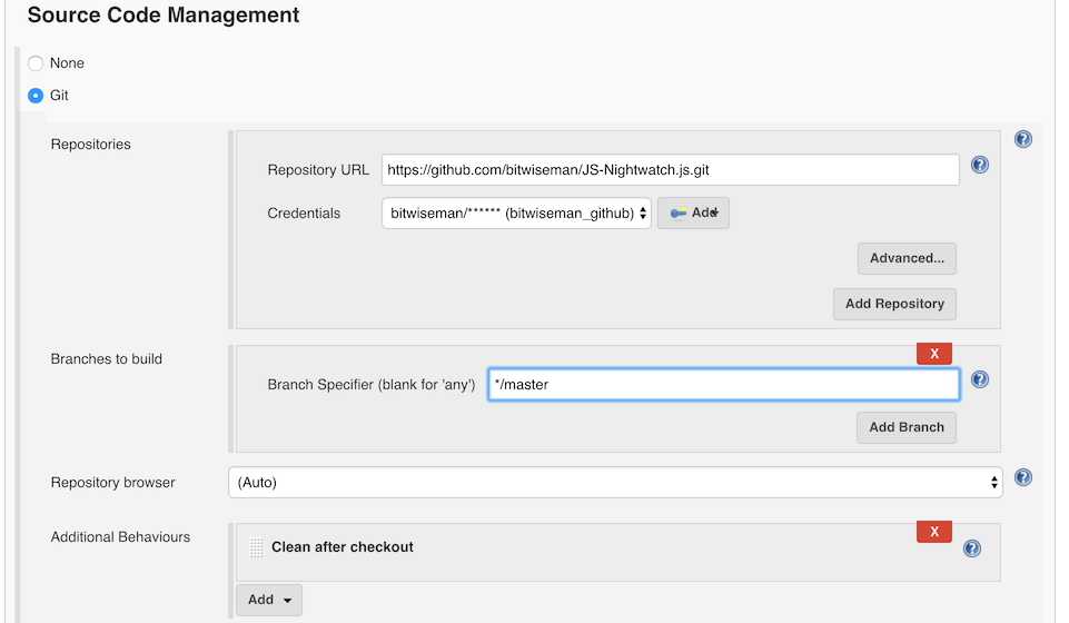 Freestyle Job Configuration - SCM